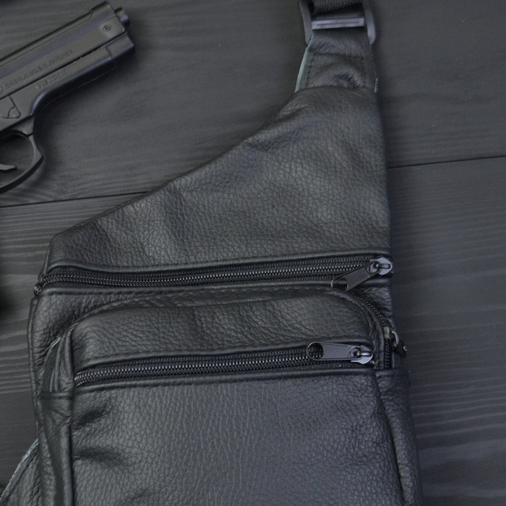 Мужская сумка из натуральной кожи, тактическая сумка - мессенджер черная, тактическая сумка на грудь