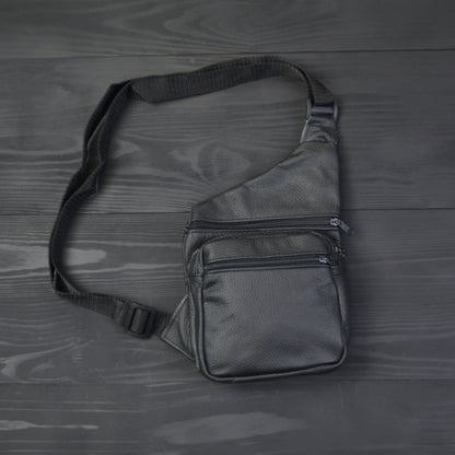 Мужская сумка из натуральной кожи, тактическая сумка - мессенджер черная, тактическая сумка на грудь