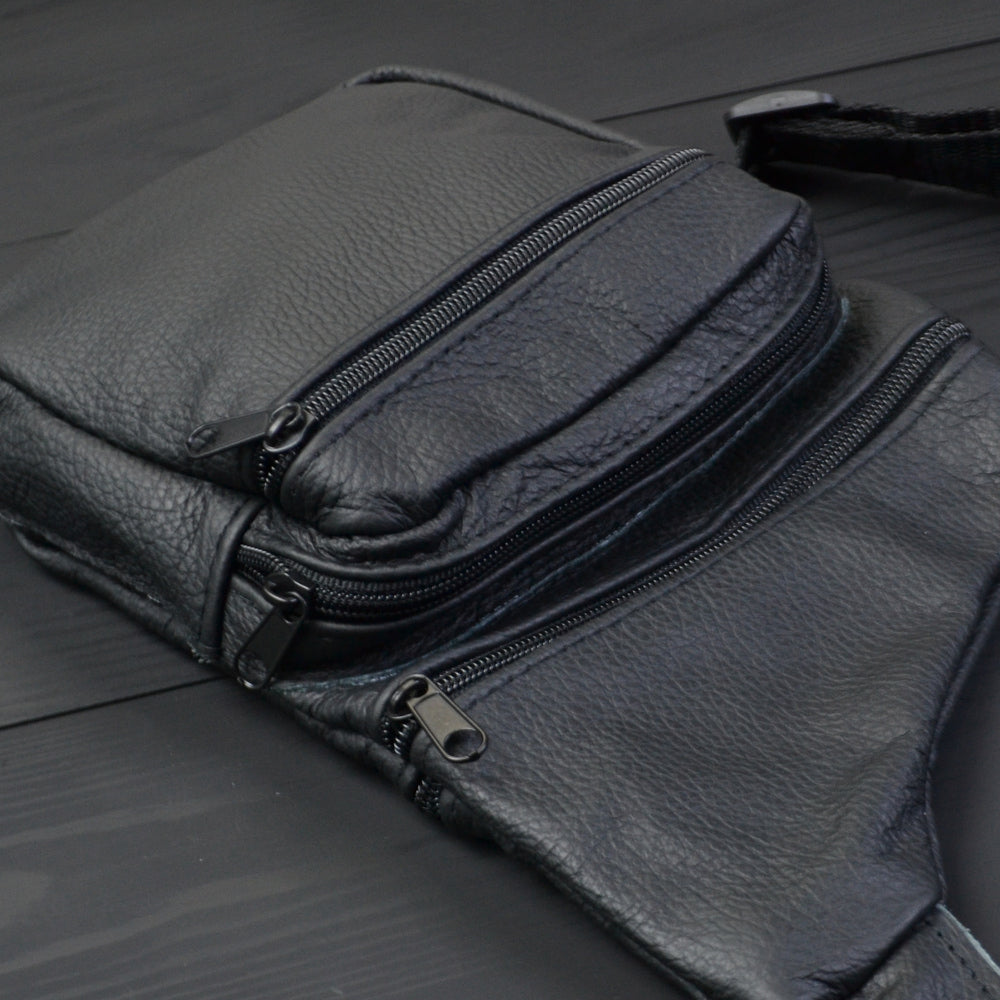 Мужская сумка из натуральной кожи, тактическая сумка - мессенджер черная, тактическая сумка на грудь