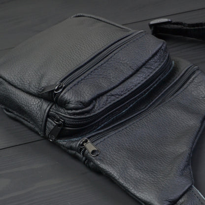 Мужская сумка из натуральной кожи, тактическая сумка - мессенджер черная, тактическая сумка на грудь