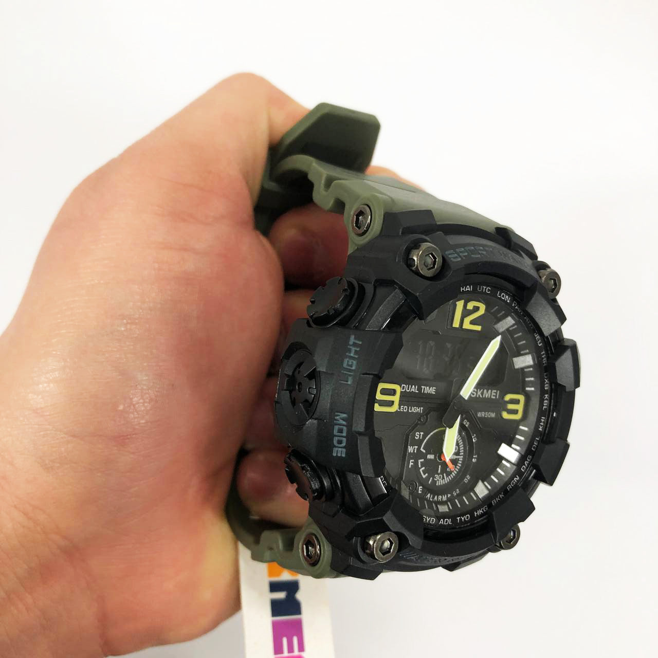 Часы наручные мужские SKMEI 1965AG ARMY GREEN, Часы армейские оригинал, Часы спортивные. Цвет: зеленый