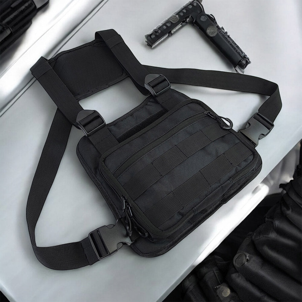 Нагрудная тактическая сумка мужская, сумка через плечо черная разгрузка