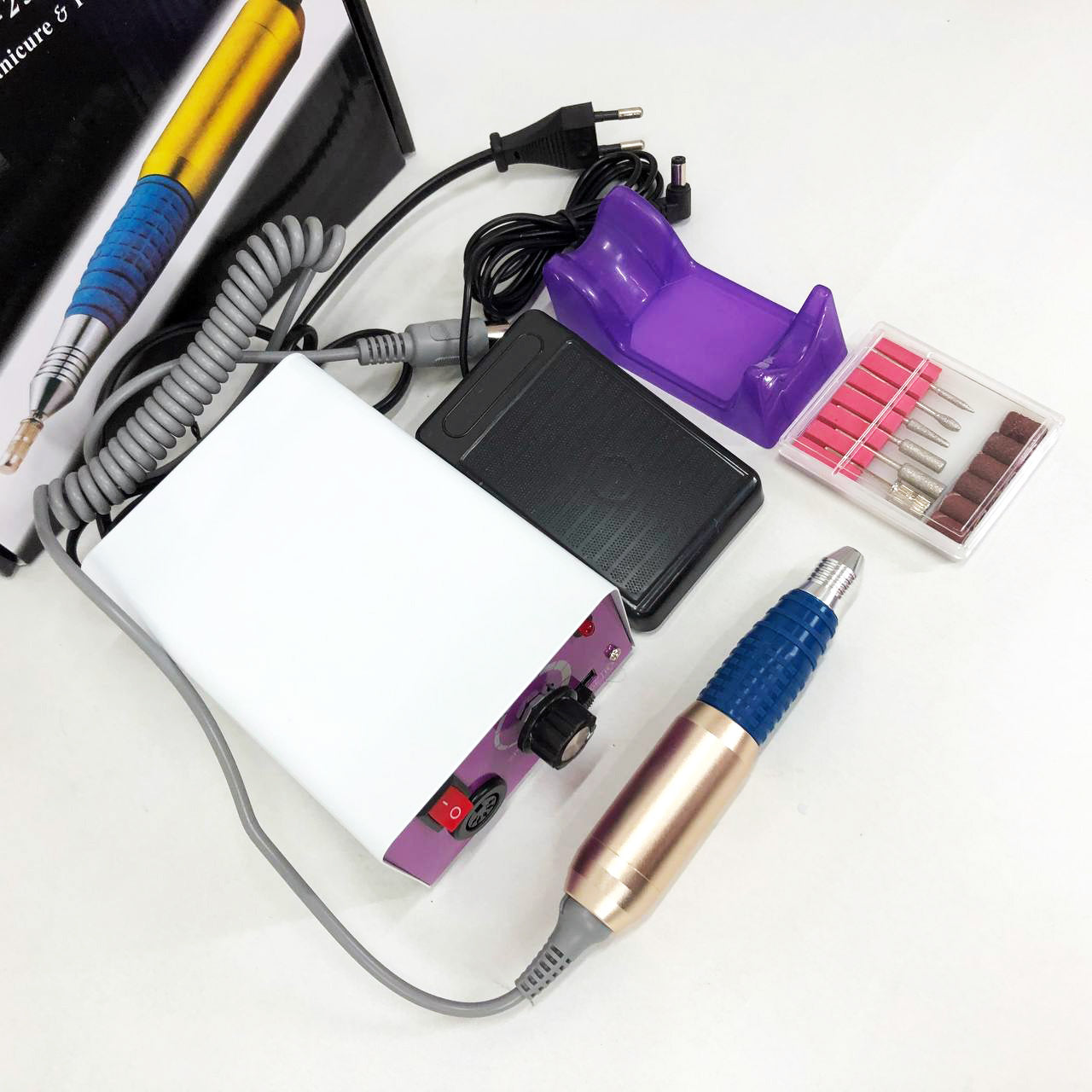 Фрезер для маникюра с педалью для ноги DM4, мощный маникюрный фрезер, фрезер с насадками для маникюра