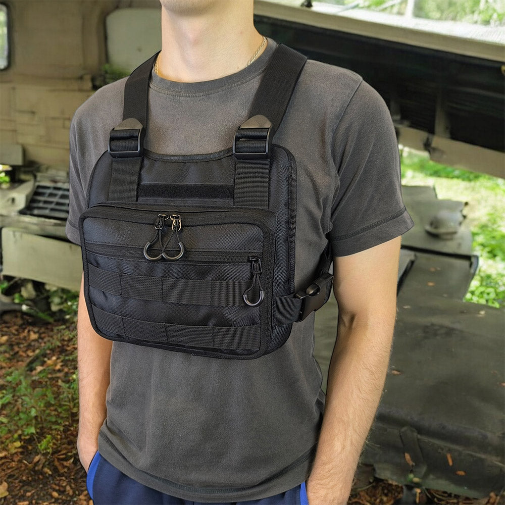 Нагрудная тактическая сумка мужская, сумка через плечо черная разгрузка
