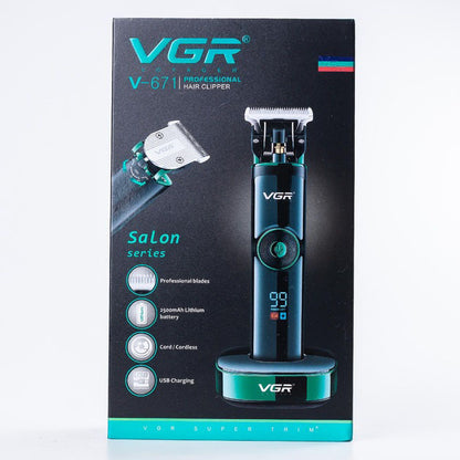 Универсальная машинка триммер для стрижки волос VGR V-671 аккумуляторный с набором насадок и LED дисплеем