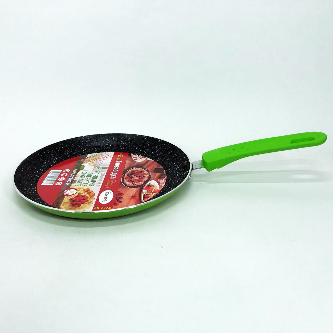 Сковородка для блинов 23 см Con Brio СВ-2324 Eco Granite, сковорода с индукционным дном. Цвет: зеленый