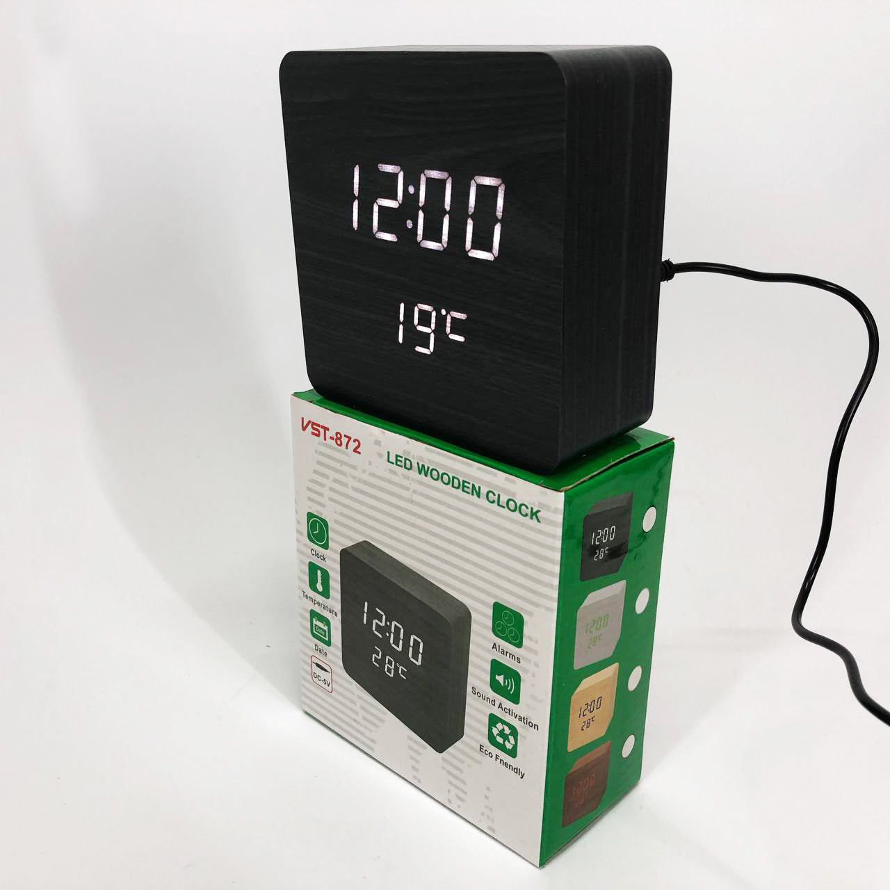 Электронные часы с термометром и функцией активация по звуку VST-872-6, Настольные часы с подсветкой