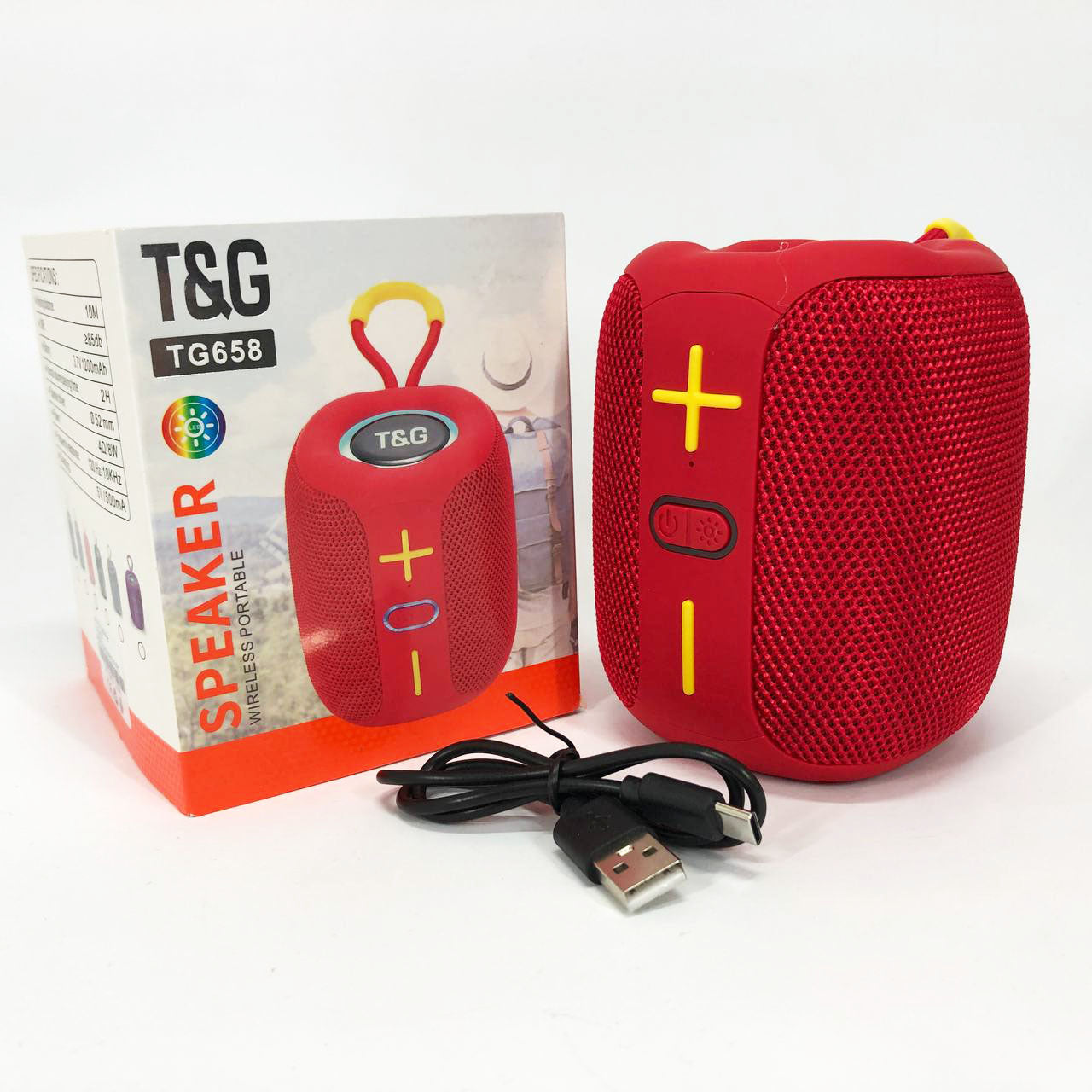 Портативная Bluetooth колонка TG658 8W с RGB подсветкой, колонка для вечеринки. Цвет: красный