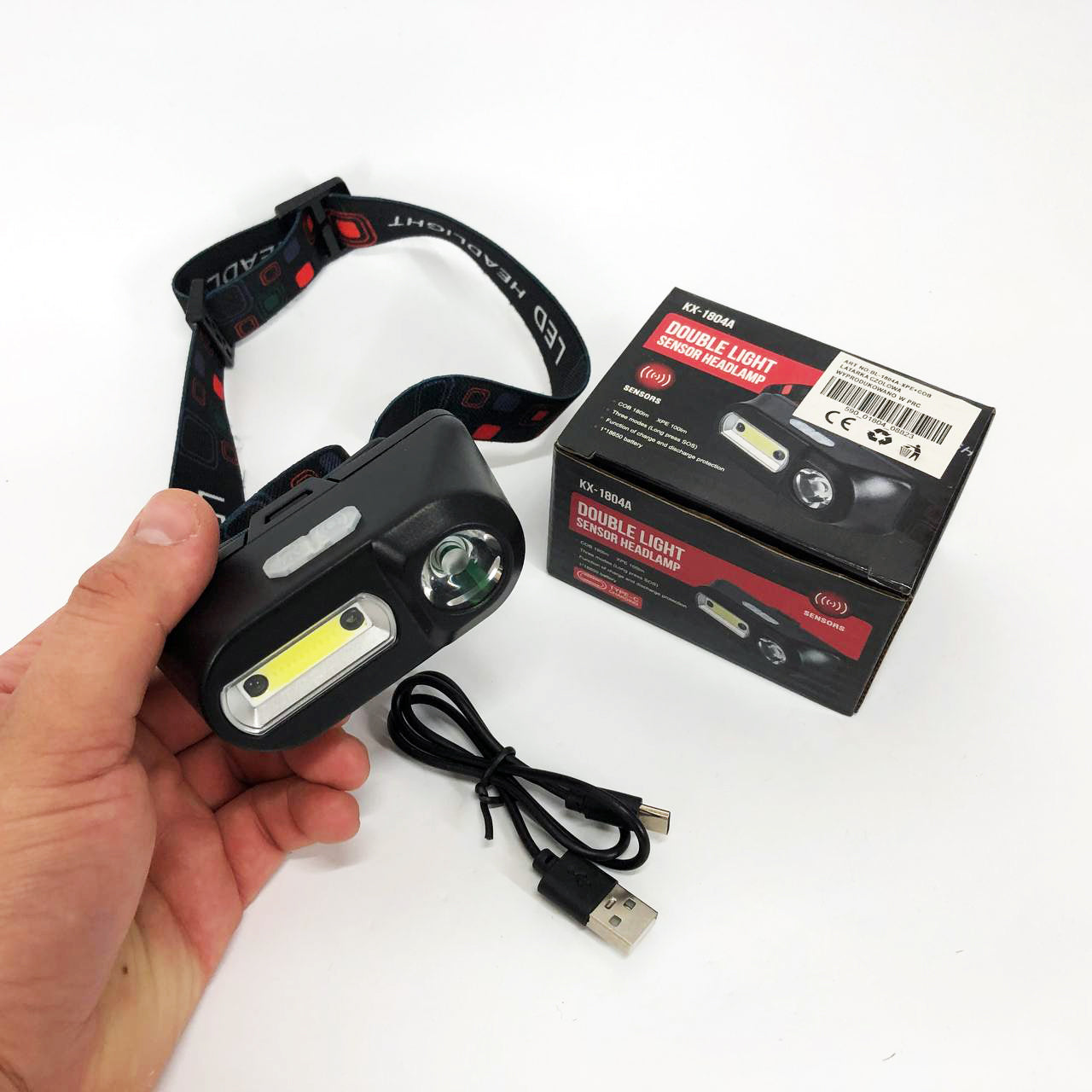 Фонарь налобный BL-1804A COB XPE с датчиком движения, Фонарь аккумуляторный для рыбалки