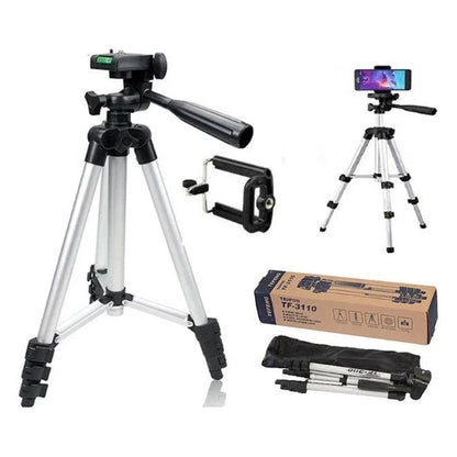 Штатив для телефона и фотоаппарата Tripod 3110 PRO портативный трипод 0,35-1.02м высота. Цвет: серебряный