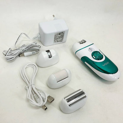 Эпилятор VGR V-700 Женский беспроводной с подсветкой для ног и зоны бикини, пемза, электробритва для ног