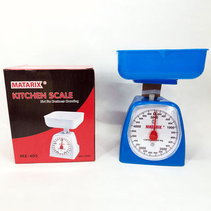 Весы кухонные механические MATARIX MX-405 5 кг, весы пищевые, весы со съемной чашей. Цвет: синий
