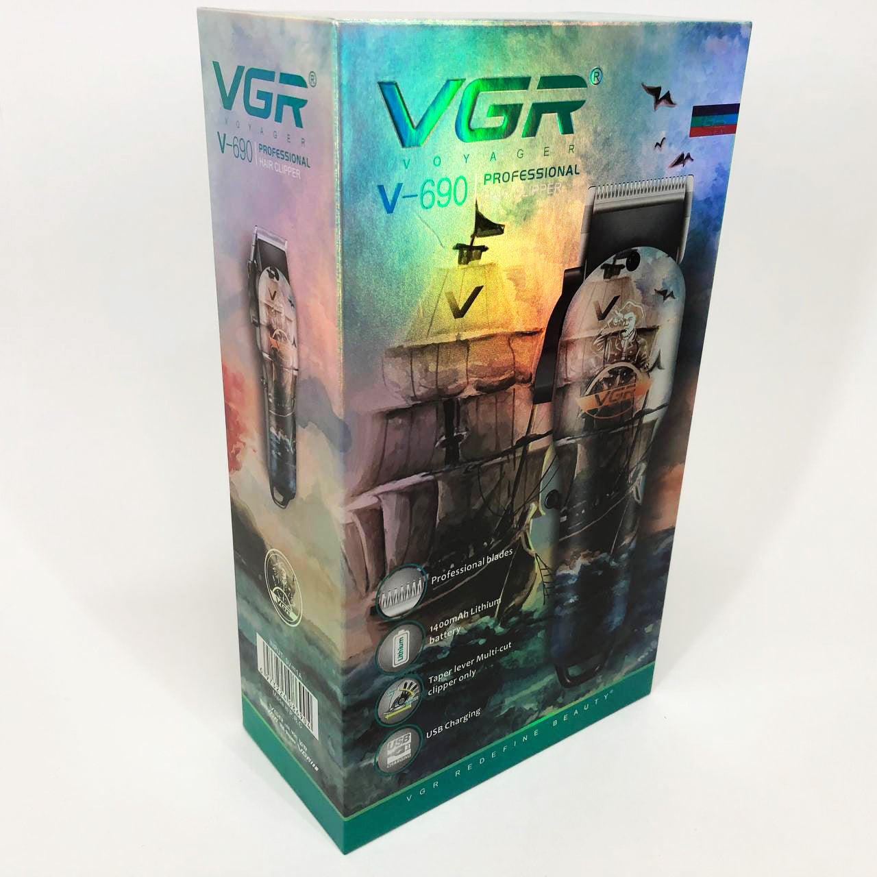 Аккумуляторная машинка для стрижки VGR V-690 от USB Нержавеющая сталь, подстригательная машинка