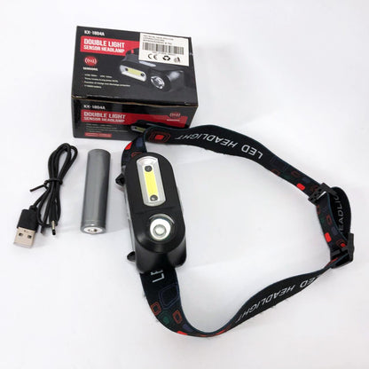 Фонарь налобный BL-1804A COB XPE с датчиком движения, Фонарь аккумуляторный для рыбалки