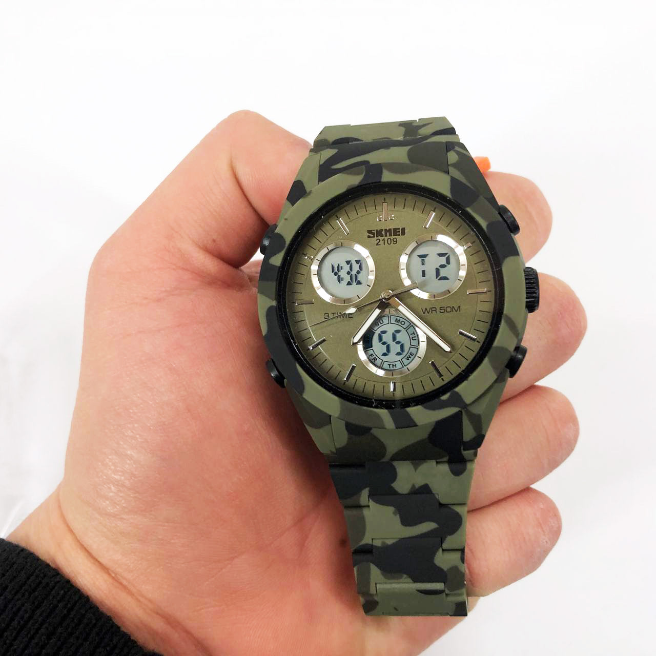 Часы наручные мужские SKMEI 2109CMGN, оригинальные мужские часы, военные мужские наручные часы зеленые