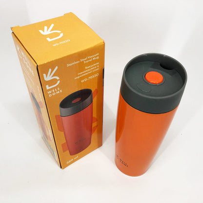 Термокружка Well Done WD-7053O вакуумная 380 мл, Качественный термос для дома. Цвет: оранжевый