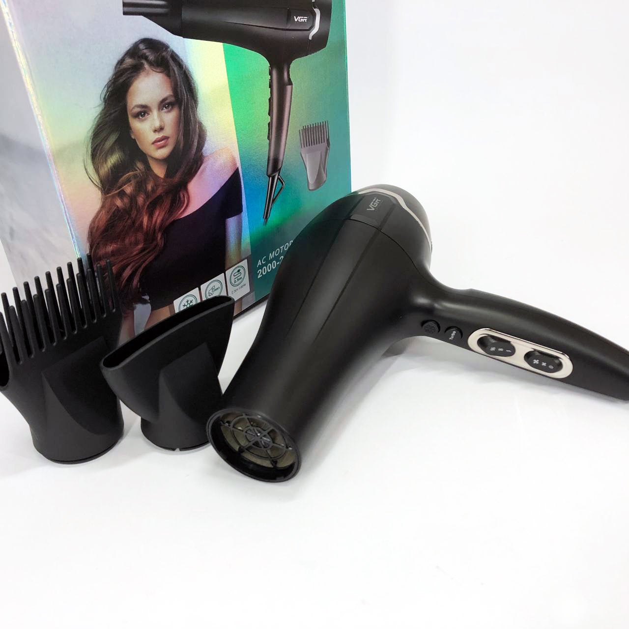Професійний фен VGR V-450 для сушіння укладання волосся 2400 Вт режим Turbo, Повітряний стайлер для волосся