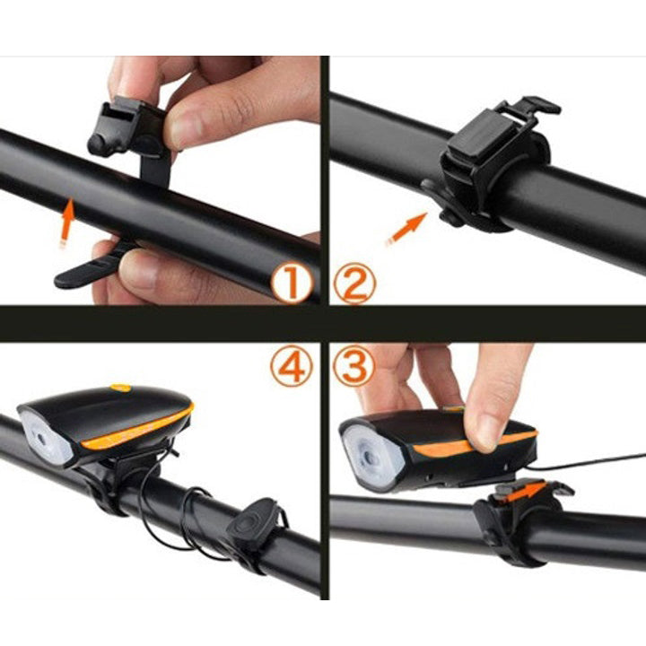 Велосипедный звонок + велофара 7588, ЗУ micro USB, встроенный аккумулятор, выносная кнопка для велосипеда