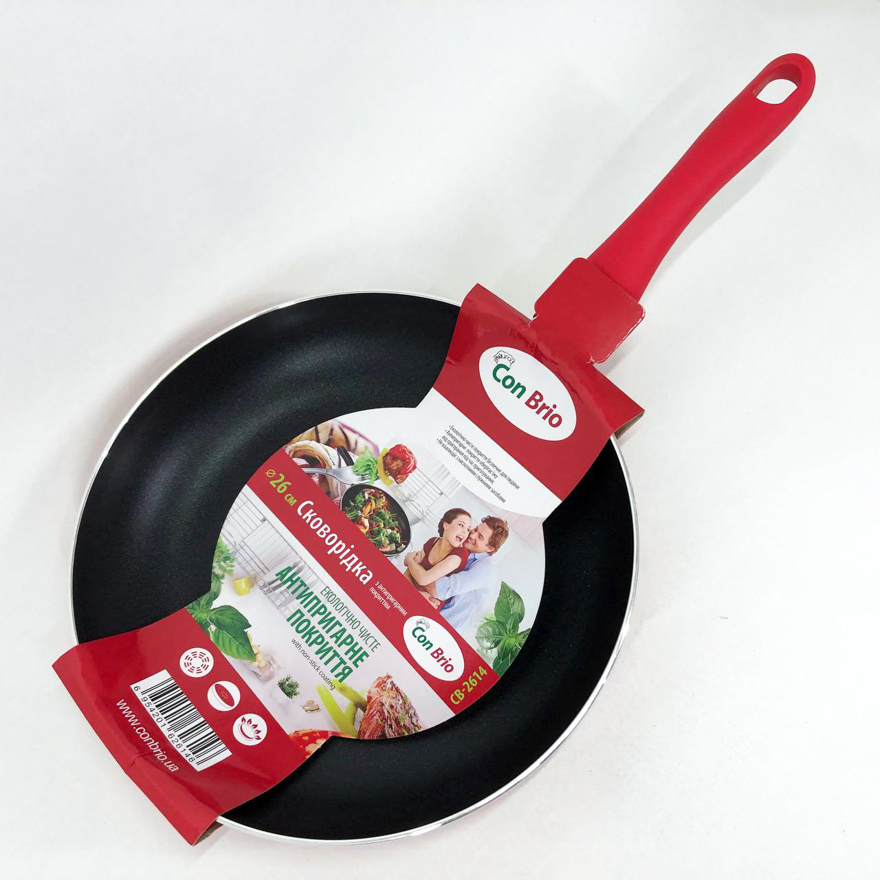 Сковорода с антипригарным покрытием "XYLAN" Con Brio CB-2614 26 см, сковорода для жарки. Цвет: красный