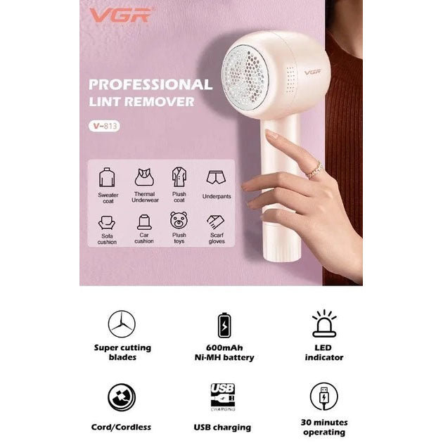 Машинка для удаления катышков VGR V-813, машинка для удаления катышков хорошая. Цвет: розовый