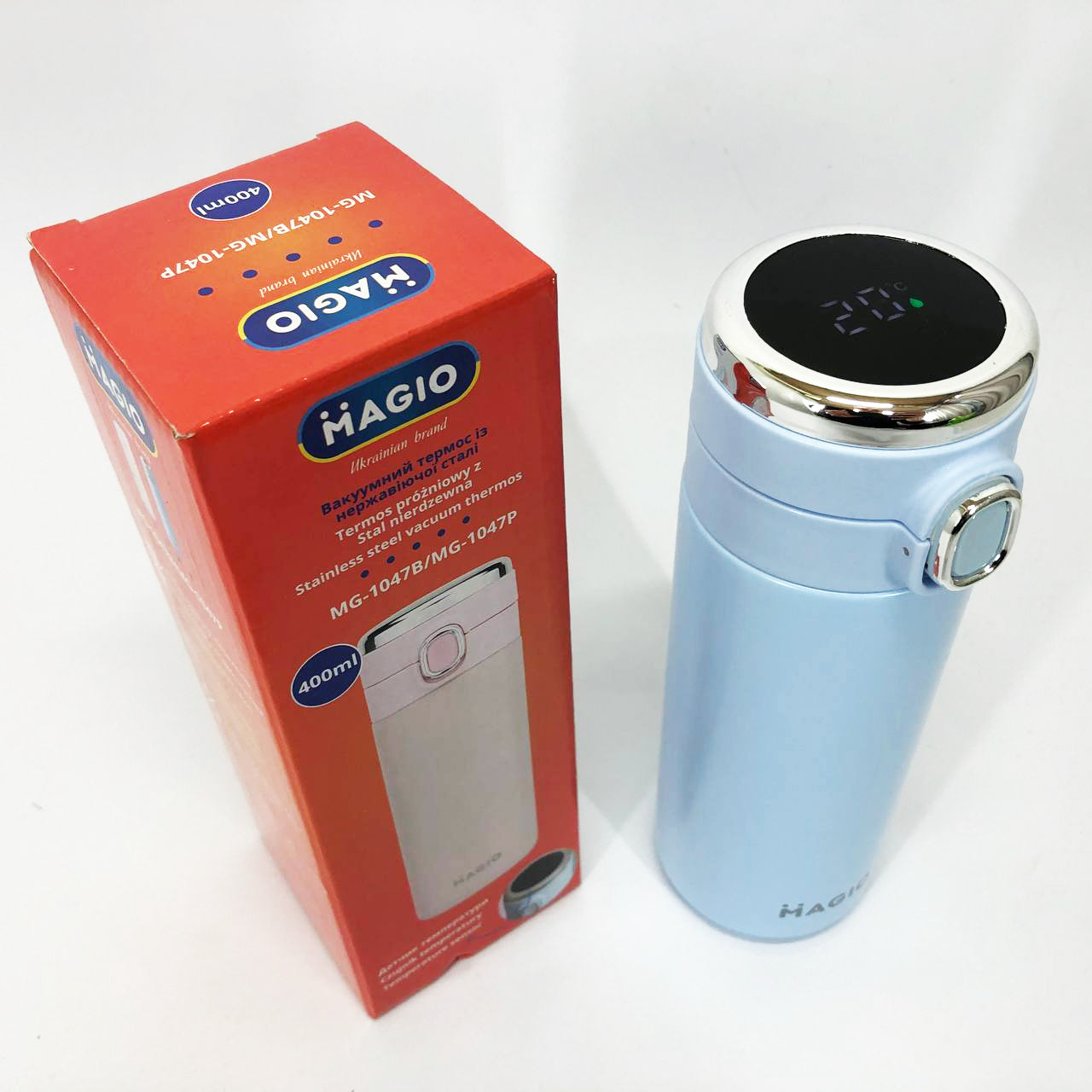 Термос SMART MAGIO MG-1047B вакуумный 400 мл, Умный термос с датчиком температуры, Термос походный