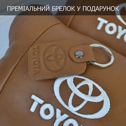 Набор кожаных подушек 2шт на подголовник Toyota. Комфортные ортопедические подушки, Toyota