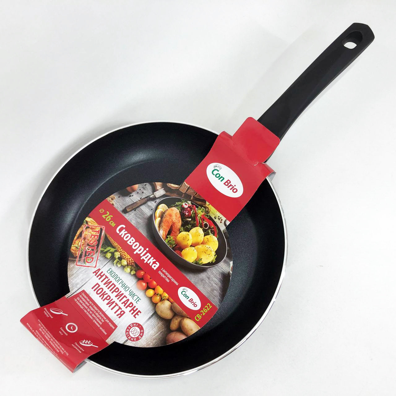 Сковорода 26 см Con Brio СВ-2622 FULL INDUCTION, Сковорода с индукционным дном, антипригарная сковорода