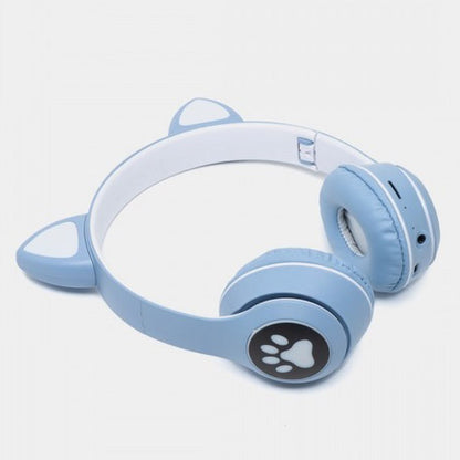 Беспроводные наушники с кошачьими ушками и RGB подсветкой Cat VZV 23M. Цвет: голубой