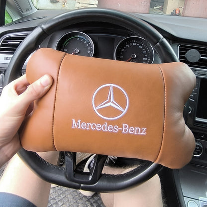 Комплект 2шт для подголовника Mercedes-Benz изготовлен из натуральной коричневой кожи. Комфорт в авто