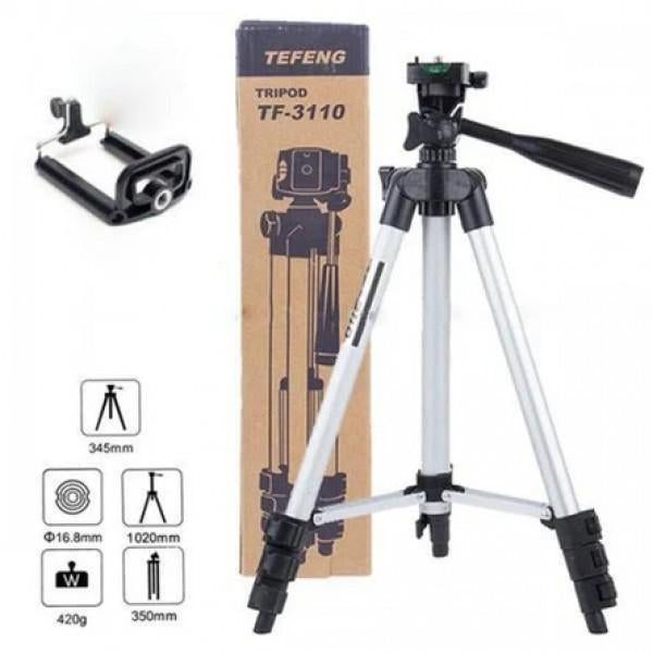 Штатив для телефона и фотоаппарата Tripod 3110 PRO портативный трипод 0,35-1.02м высота. Цвет: серебряный