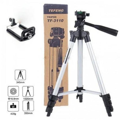 Штатив для телефона и фотоаппарата Tripod 3110 PRO портативный трипод 0,35-1.02м высота. Цвет: серебряный