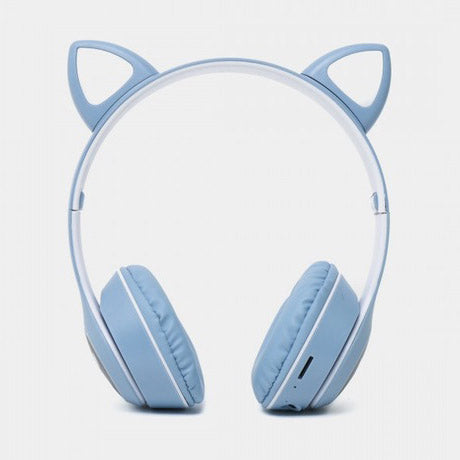 Беспроводные наушники с кошачьими ушками и RGB подсветкой Cat VZV 23M. Цвет: голубой
