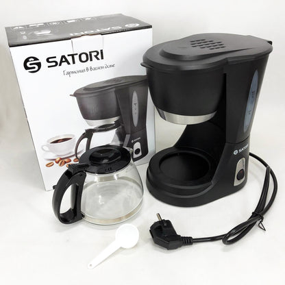 Кофеварка капельная Satori SCM-600-PBL, 650 Вт, Маленькая кофемашина для дома, Маленькая кофемашина