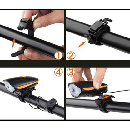 Велофонарь + звонок 7588/758/056, выносная кнопка, Waterproof, встроенный аккумулятор 14500