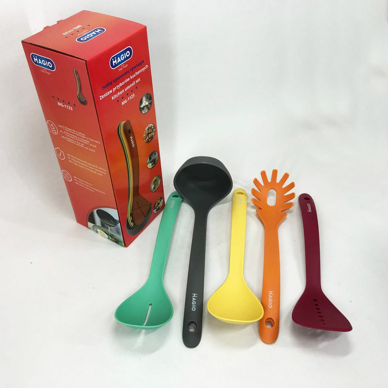 Набор кухонных принадлежностей Magio MG-1123 5 предметов, Силиконовый кухонный набор поварешек