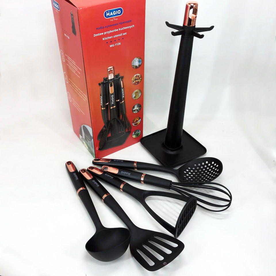 Набор кухонных приборов Magio MG-1126, набор силиконовых приборов для кухни, набор нейлоновых поварешек