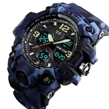 Часы наручные мужские SKMEI 1155BCMBU, армейские часы противоударные, мужские тактические часы