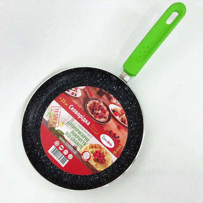 Сковородка для блинов 23 см Con Brio СВ-2324 Eco Granite, сковорода с индукционным дном. Цвет: зеленый
