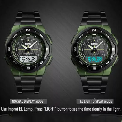 Годинник наручний чоловічий SKMEI 1370AG, армійський годинник протиударний, годинник армійський скмей