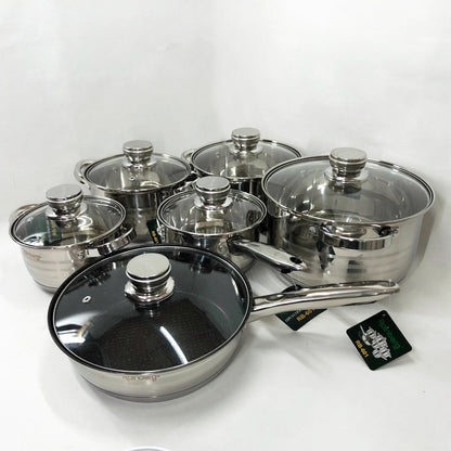 Набор посуды Rainberg RB-601 (12 предметов) из нержавеющей стали, кастрюли из нержавейки для плиты