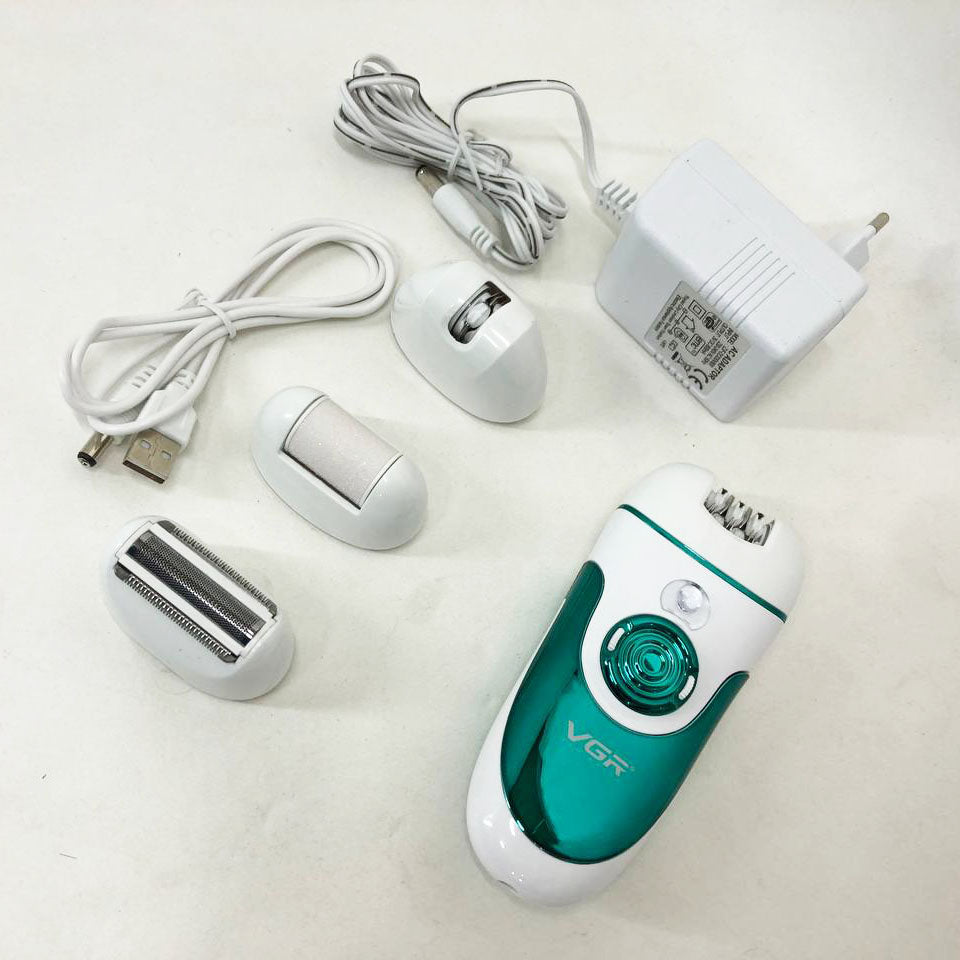 Эпилятор VGR V-700 Женский беспроводной с подсветкой для ног и зоны бикини, пемза, электробритва для ног