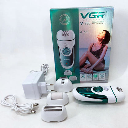 Эпилятор VGR V-700 Женский беспроводной с подсветкой для ног и зоны бикини, пемза, электробритва для ног