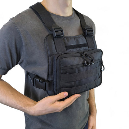 Нагрудная тактическая сумка мужская, сумка через плечо черная разгрузка