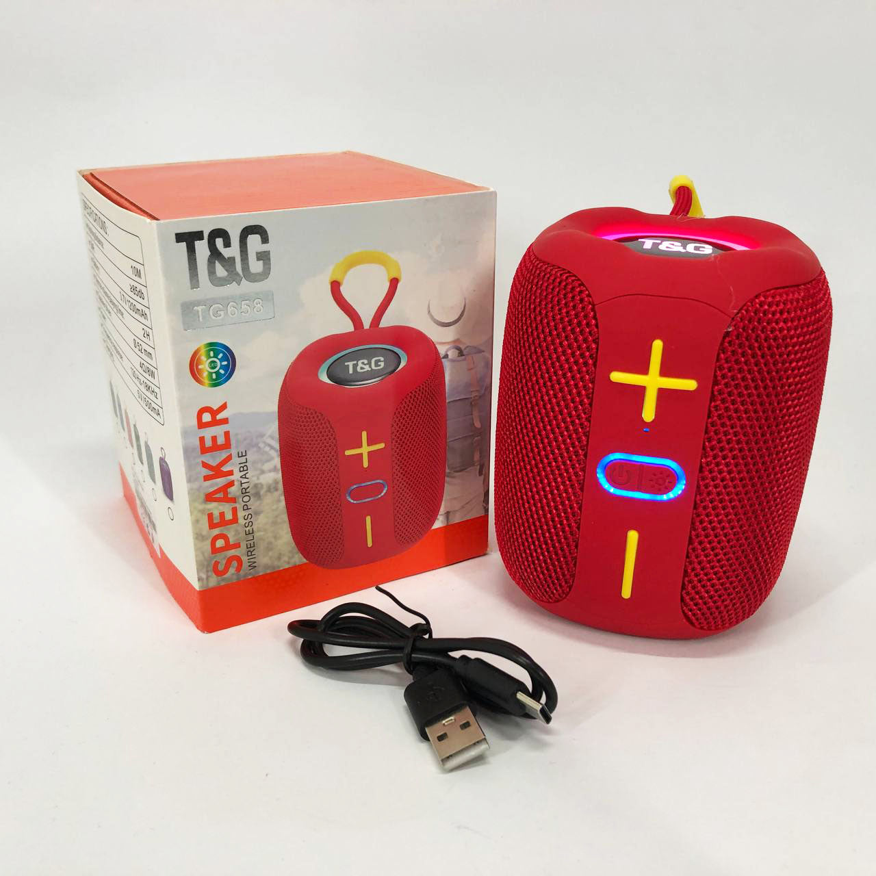 Портативная Bluetooth колонка TG658 8W с RGB подсветкой, колонка для вечеринки. Цвет: красный