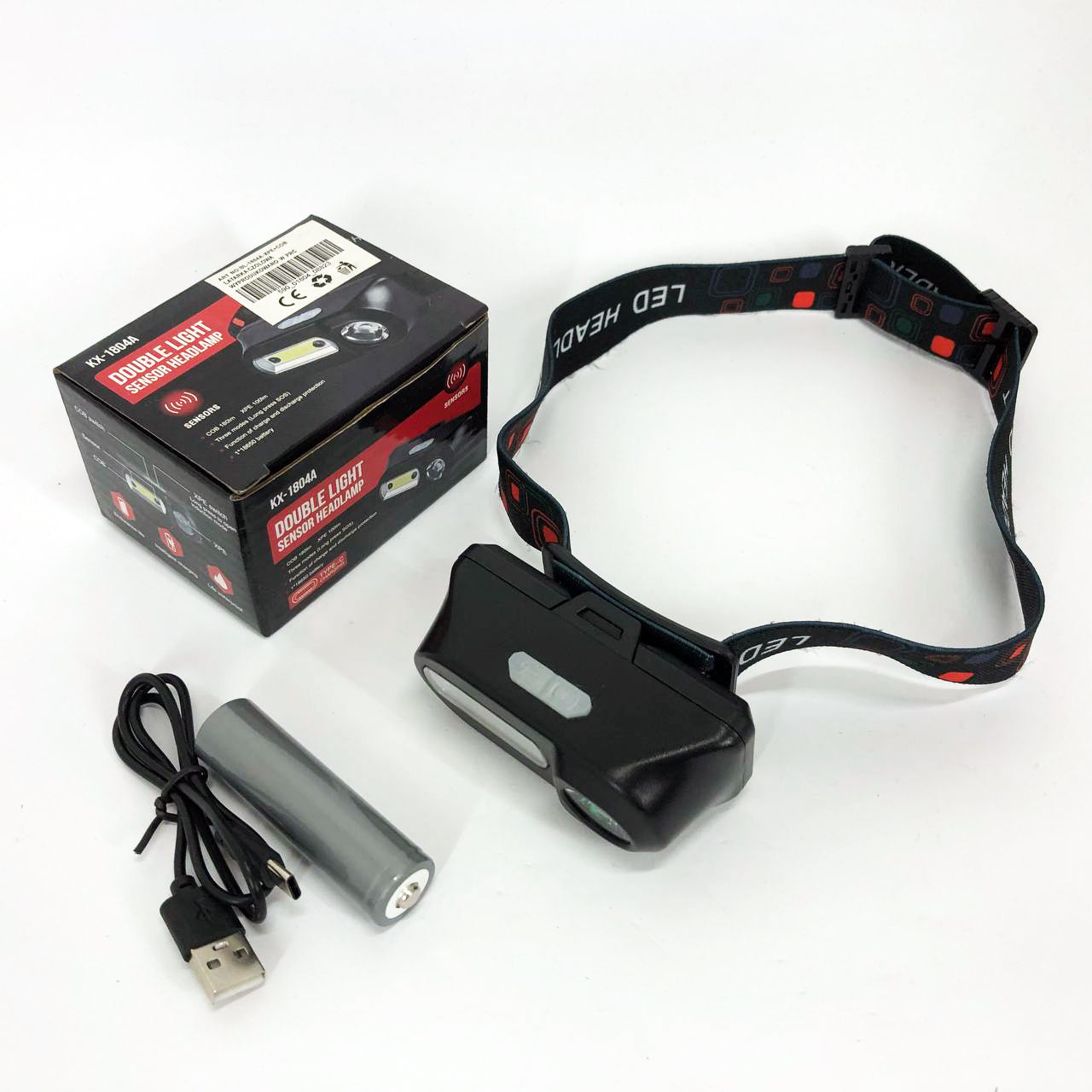 Фонарь налобный BL-1804A COB XPE с датчиком движения, Фонарь аккумуляторный для рыбалки