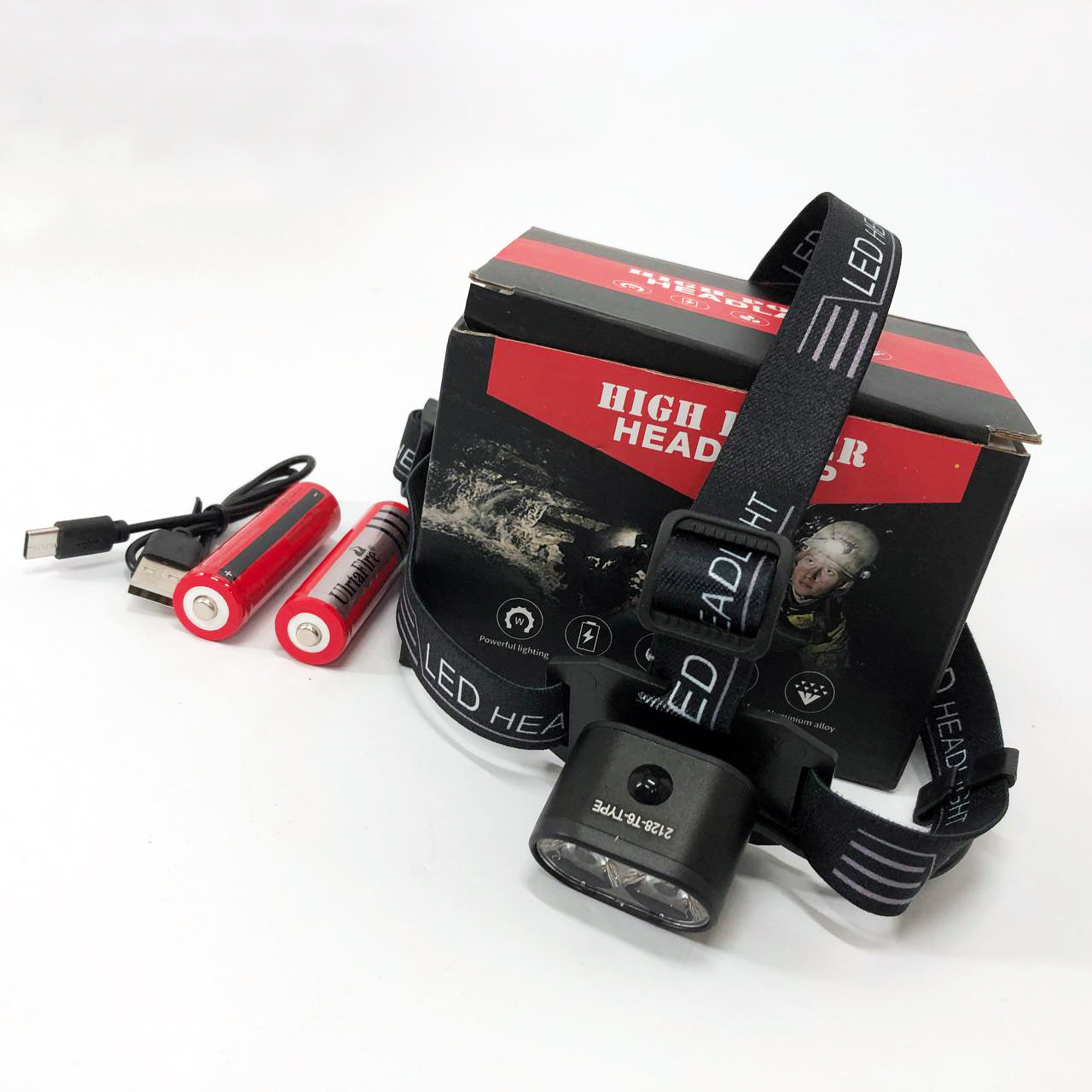 Фонарь налобный аккумуляторный Police 2128-2T6, Портативный светодиодный налобный фонарь