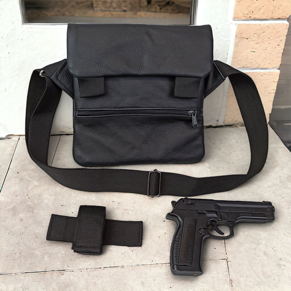 Набор 2В1. Кожаная сумка с кобурой + фонарик профессиональный POLICE BL-X71-P50