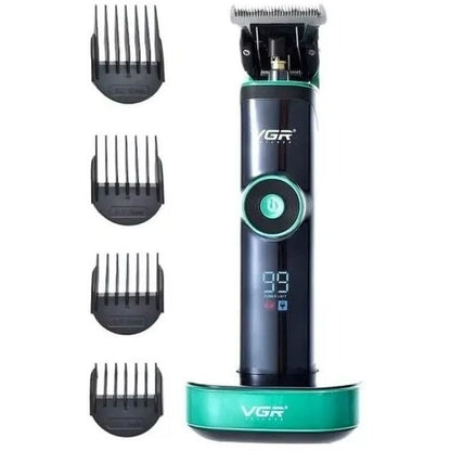 Универсальная машинка триммер для стрижки волос VGR V-671 аккумуляторный с набором насадок и LED дисплеем