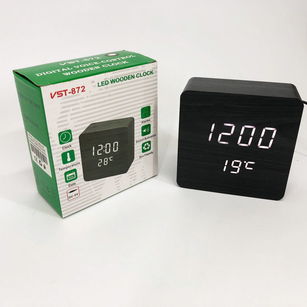 Электронные часы с термометром и функцией активация по звуку VST-872-6, Настольные часы с подсветкой