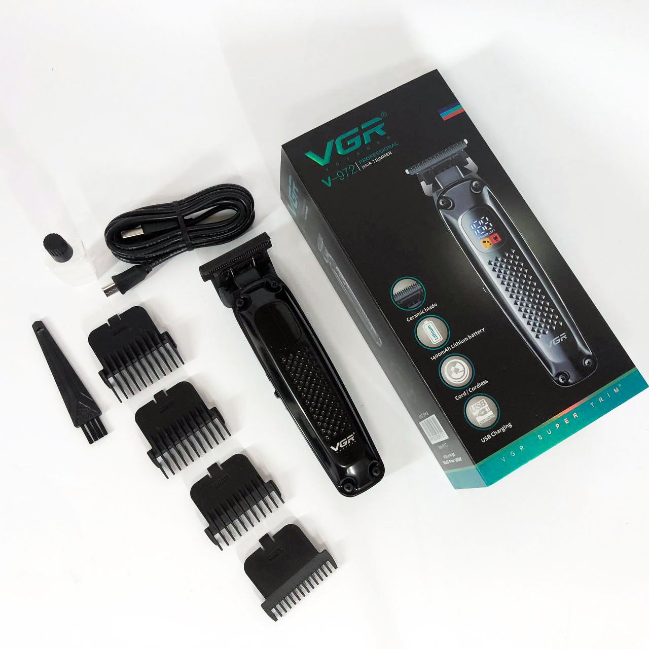Машинка для стрижки волос триммер VGR V-972 профессиональная с насадками аккумуляторная USB